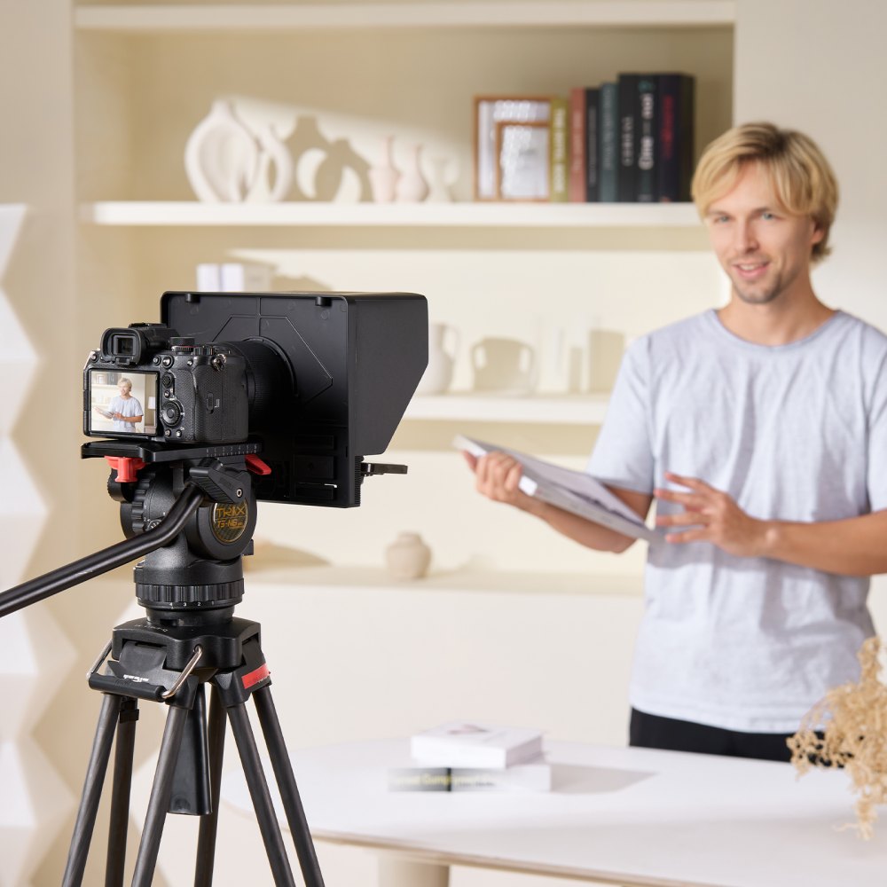 Teleprompter VEVOR de aleación de aluminio de 10", apuntador de escritorio con espectroscopio ajustable y control remoto, para YouTube, Twitch y Zoom, compatible con DSLR, cámara web y smartphone, para grabación de vídeo y transmisión en directo.