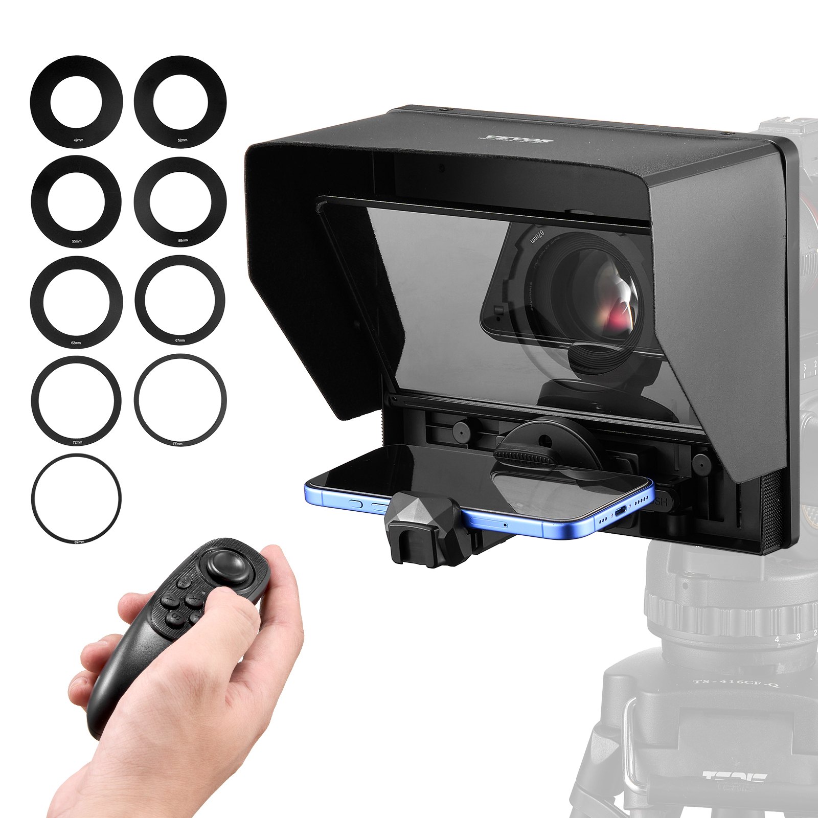Teleprompter VEVOR de aleación de aluminio de 10", apuntador de escritorio con espectroscopio ajustable y control remoto, para YouTube, Twitch y Zoom, compatible con DSLR, cámara web y smartphone, para grabación de vídeo y transmisión en directo.