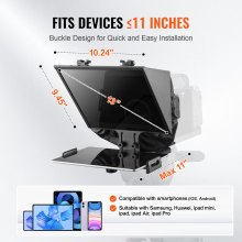 Teleprompter de piso de 13'' con control remoto para transmisión en vivo por cámara web y teléfono inteligente