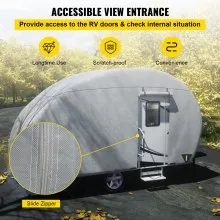 VEVOR Cubierta de remolque en forma de lágrima, apta para remolques de 10 a 12 pies, cubierta de caravana de 4 capas no tejida mejorada, cubierta de remolque de viaje impermeable a prueba de rayos UV con 2 correas a prueba de viento y 1 bolsa de almacenamiento