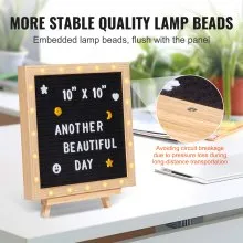 VEVOR Tablero de letras de fieltro negro, tablero de mensajes de fieltro de 10.0 x 10.0 in, tableros de letreros intercambiables con 510 letras, soporte y luces LED integradas, cartel de anuncio de bebé para decoración del hogar, aula, oficina, boda