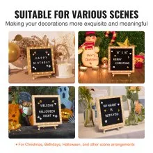 VEVOR Tablero de letras de fieltro negro, tablero de mensajes de fieltro de 10.0 x 10.0 in, tableros de letreros intercambiables con 510 letras, soporte y luces LED integradas, cartel de anuncio de bebé para decoración del hogar, aula, oficina, boda