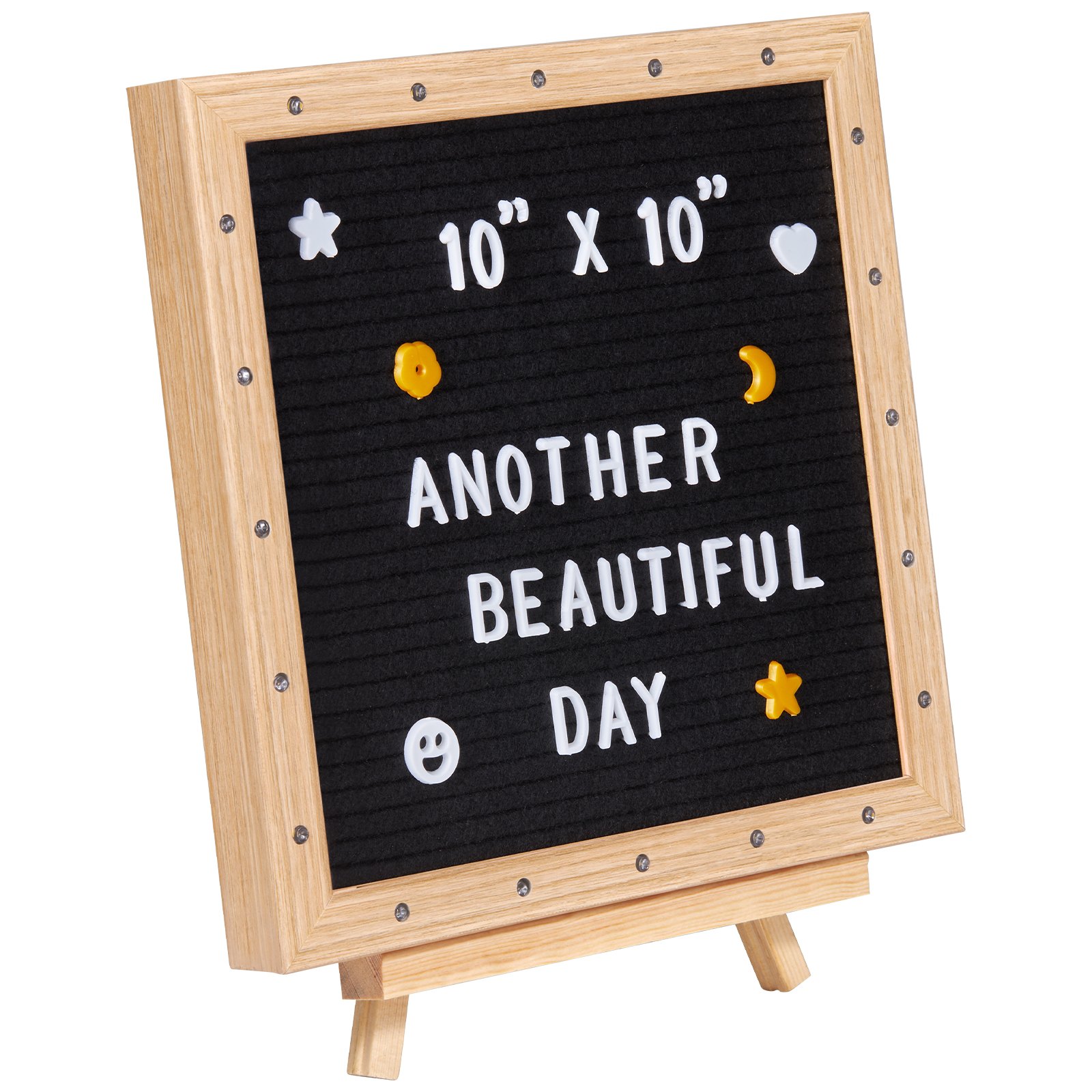Tablero de letras de fieltro negro VEVOR, tablero de mensajes de fieltro de 25 x 25 cm, letreros intercambiables con 510 letras, soporte y luces LED integradas, letrero para anunciar un bebé, ideal para el hogar, el aula, la oficina, la decoración de bodas.