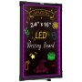 Tablero de escritura de mensajes LED VEVOR con dibujos coloridos, pantalla de 24&quot; x 16&quot; e iluminación con borde violeta.
