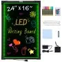 Pizarra LED VEVOR para mensajes, 61 x 40 cm, borrable e iluminada, con efecto neón, para menús, tablero de dibujo con 8 marcadores de tiza fluorescentes y control remoto. Probada según las normas UL.