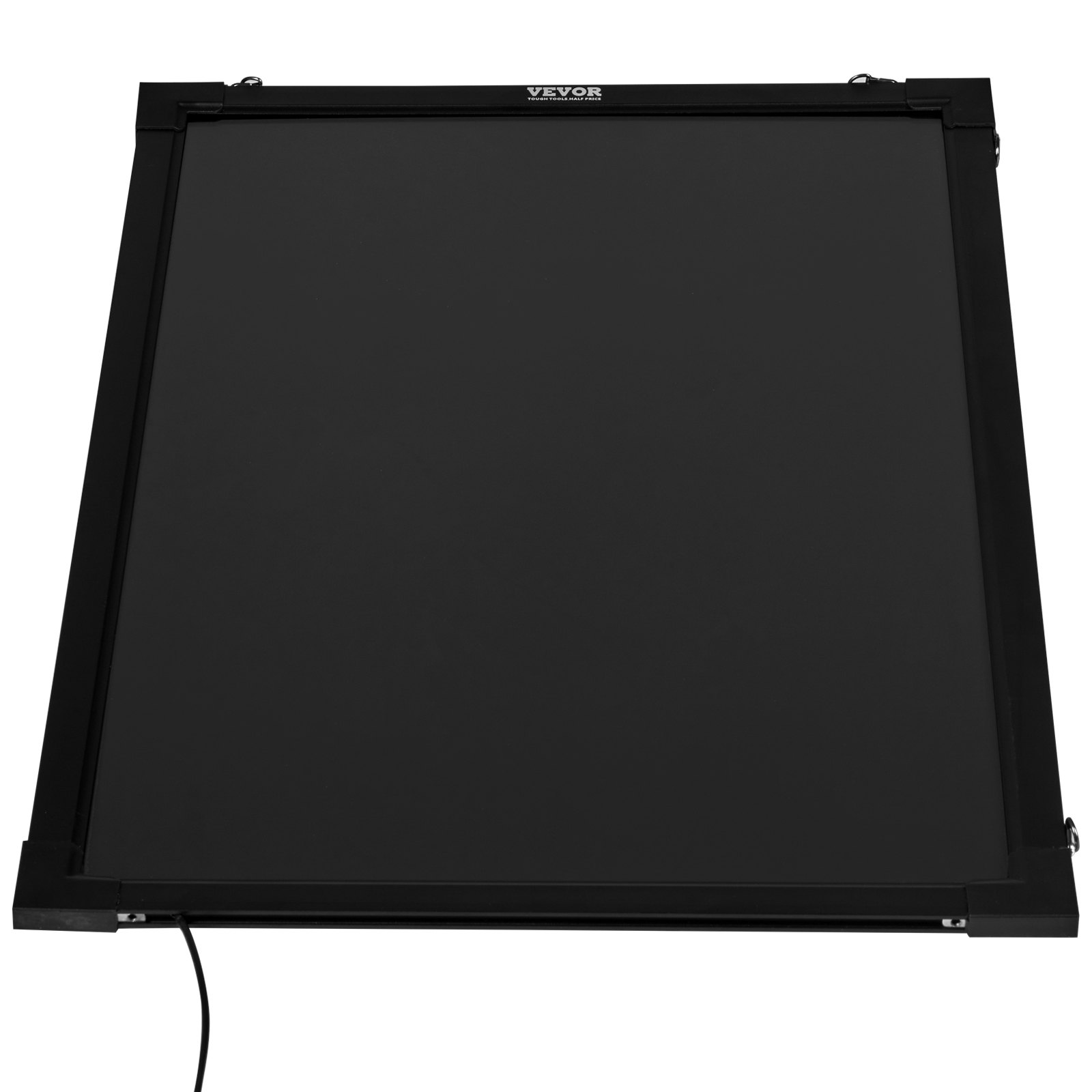 Tablero de escritura de mensajes LED VEVOR con marco negro y pantalla en blanco.