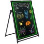 Tablero de mensajes LED VEVOR con ilustraciones de neón, iluminación de borde verde y texto de &quot;¡bienvenido!&quot;.