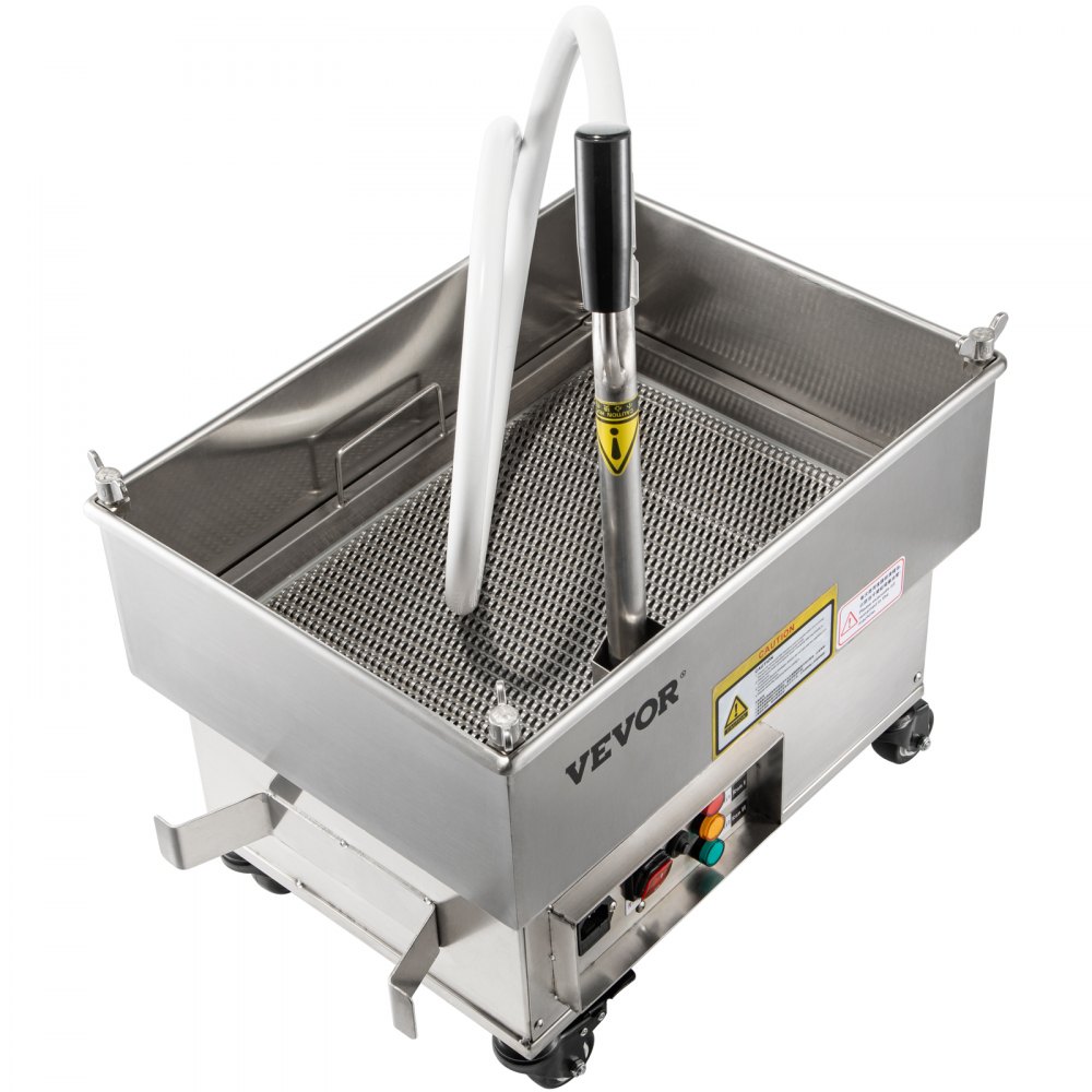 Filtro de freidora móvil VEVOR, capacidad de 44 LBS/22 L/5,8 galones, sistema de filtrado de aceite de 300 W con caudal de 5 L/min, sistema de filtrado de aceite de freír móvil con bomba de 10 L/min y manguera de aceite, 110 V/60 Hz