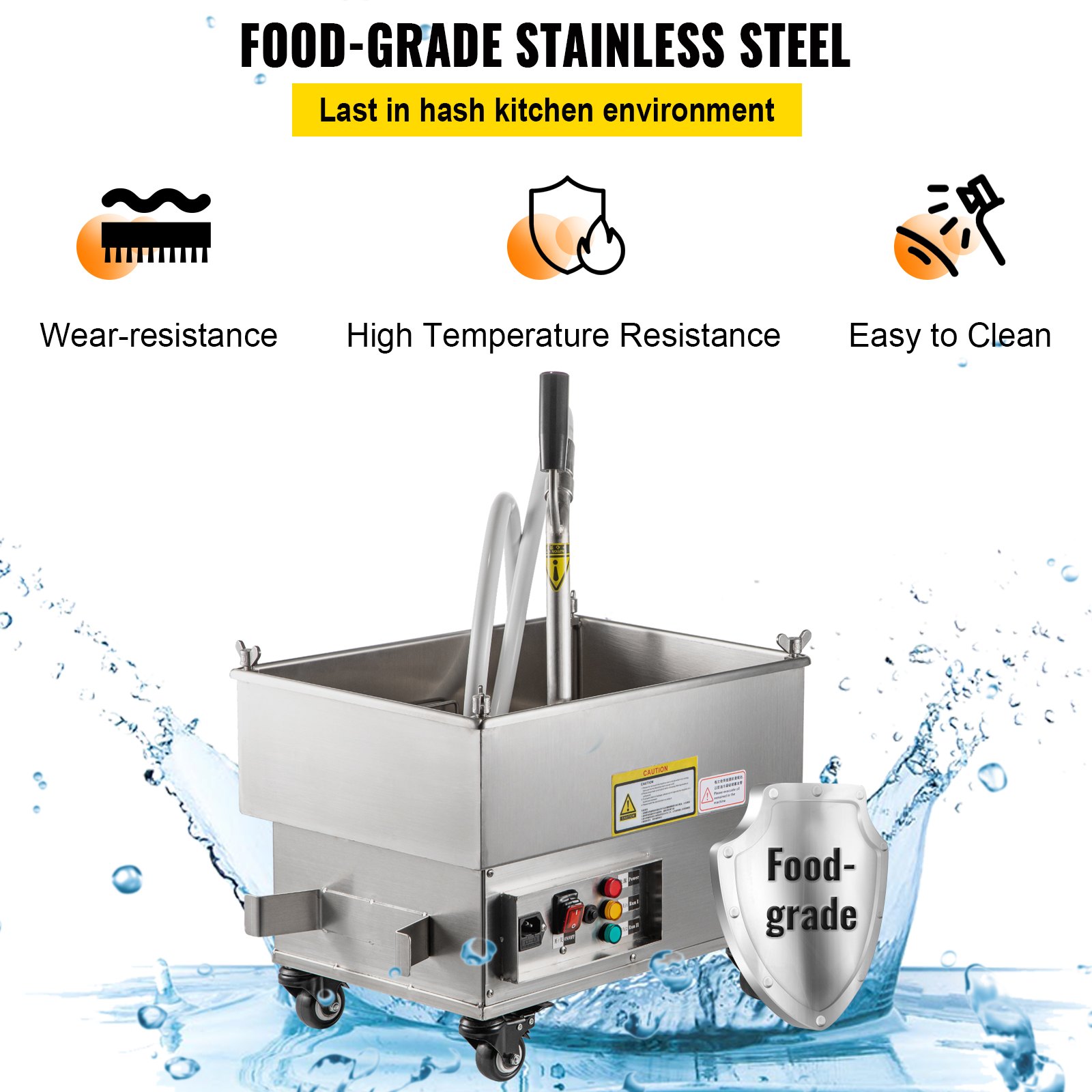 Filtro de freidora móvil VEVOR, capacidad de 44 LBS/22 L/5,8 galones, sistema de filtrado de aceite de 300 W con caudal de 5 L/min, sistema de filtrado de aceite de freír móvil con bomba de 10 L/min y manguera de aceite, 110 V/60 Hz