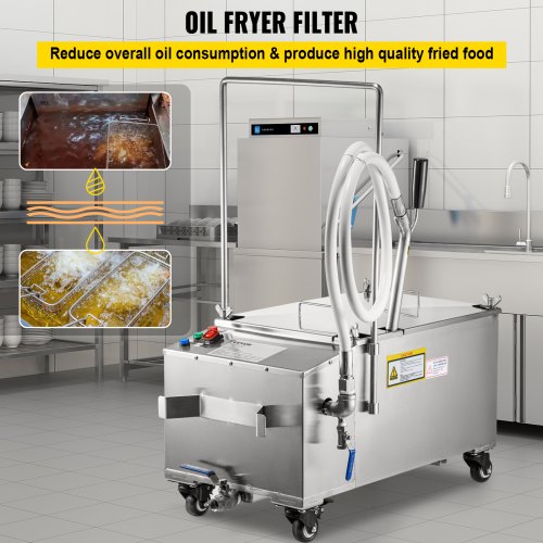 40L 80LBS Capacidad de aceite Sistema de filtración de aceite Filtro de freidora con tapa de acero inoxidable 110V