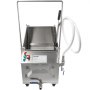 Filtro para freidora móvil VEVOR, cuerpo de acero inoxidable, panel de control y manguera flexible.
