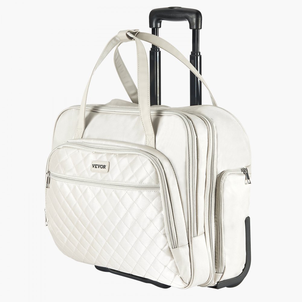 VEVOR Maleta para Ordenador Portátil de Hasta 39,62 cm, Bolso de Mano con 2 Ruedas Fijas y Un Asa Telescópica de 4 Alturas Ajustables para Trabajo, Oficina, Viajes de Negocios, Viajes Diarios