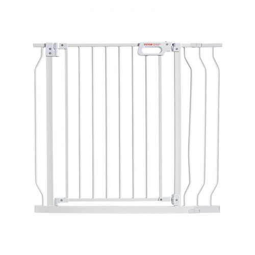 VEVOR Puerta para bebés, 29.5"-57.8" extra ancha, 30" de alto, puerta para perros para escaleras, puertas y casa, puerta de seguridad para niños con cierre automático y fácil paso, puerta de seguridad para mascotas con kit de montaje a presión y kit de montaje en pared, color blanco