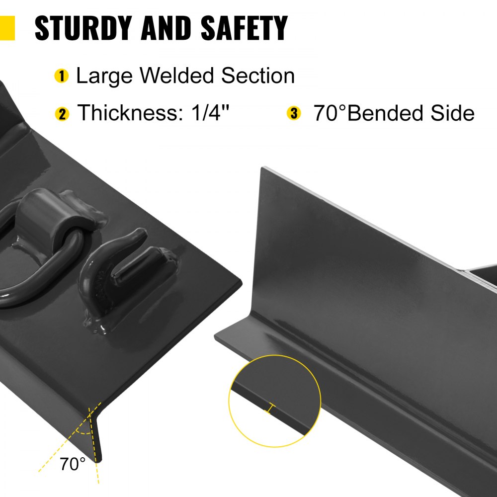 VEVOR Tractor Weld on Hooks, 1/4" Compact Weld on Grab Hooks, 4700LBS G70 Forged Heavy Duty Bolt on Hooks for Tractor Bucket with 1/2" Grilletes, Work Well for Tractor Bucket, RV, UTV, Truck
