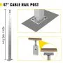Poste de pasamanos de cable VEVOR para terraza, nivelado, de 42 x 0,98 x 1,97 pulgadas, de acero inoxidable, con trefilado, para terraza, con piquetes pretaladrados y soporte de montaje para escalera LGZY106.72.55KZF0V0