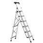 VEVOR Escalera de Aluminio Plegable 6 Peldaños, Escalera de Tijera con Pedal Antideslizante y Empuñadura Cómoda, Capacidad de 150 kg, Taburete Multifuncional para Cocina, Almacén, Hogar, Oficina