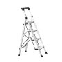 VEVOR Escalera de Aluminio Plegable 4 Peldaños, Escalera de Tijera con Pedal Antideslizante y Empuñadura Cómoda, Capacidad de 150 kg, Taburete Multifuncional para Cocina, Almacén, Hogar, Oficina