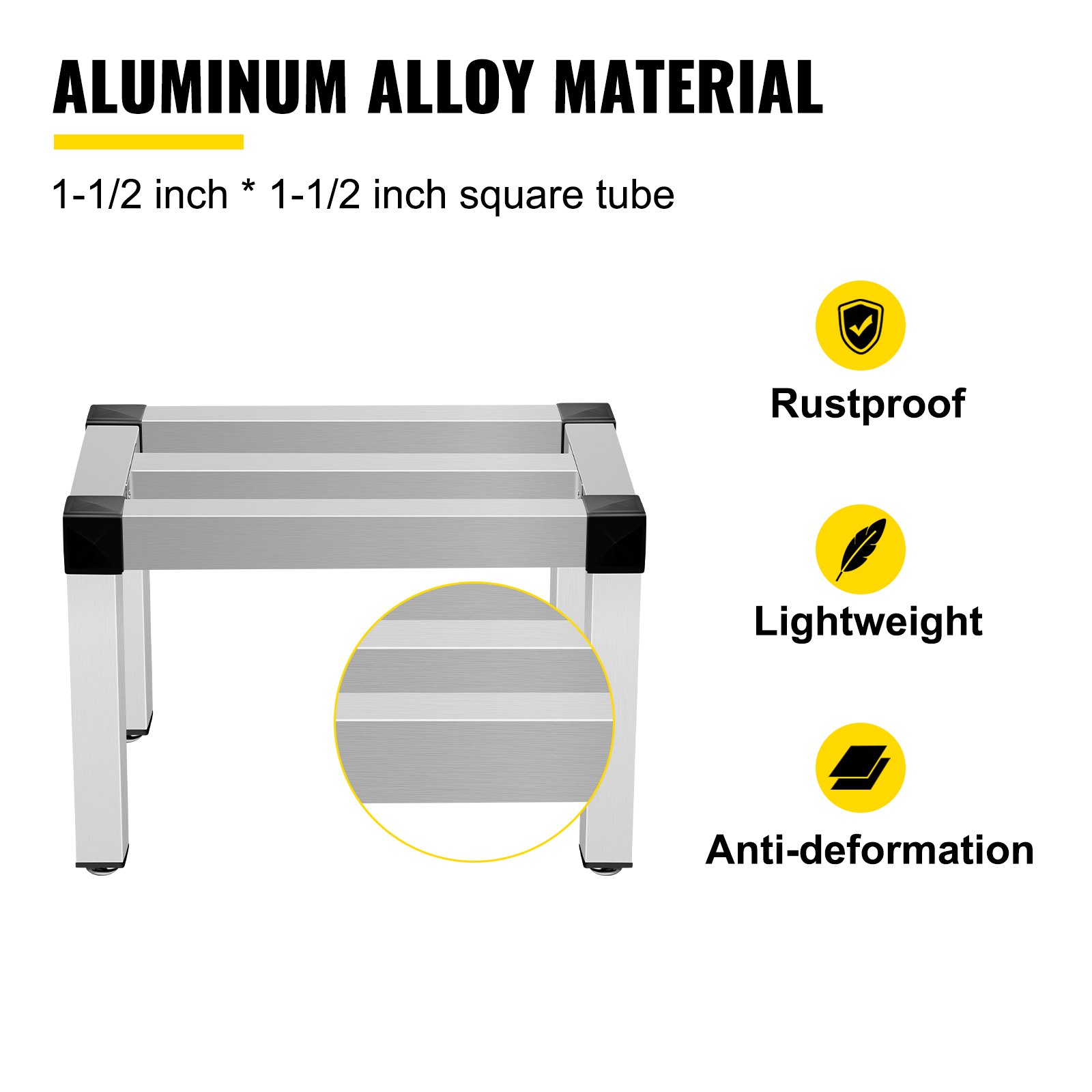 Estante de almacenamiento de aluminio VEVOR, estante de alimentos de piso comercial de 24 x 14 pulgadas, 8 pulgadas fuera del piso, estante de almacenamiento de aluminio de capacidad de 1000 libras, almacenamiento de servicio de alimentos comercial en restaurante, cocinas, tiendas