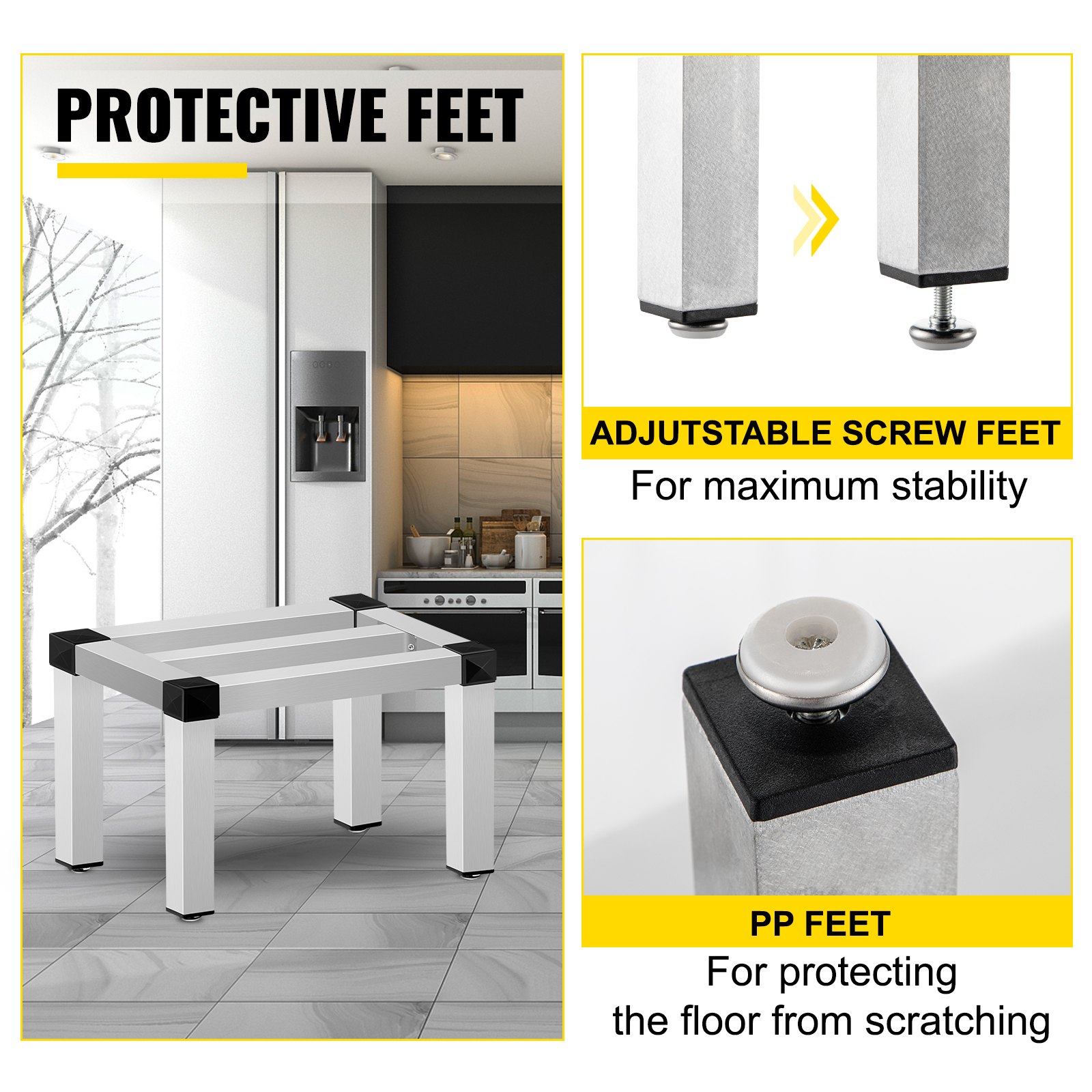 Estante de almacenamiento de aluminio VEVOR, estante de alimentos de piso comercial de 24 x 14 pulgadas, 8 pulgadas fuera del piso, estante de almacenamiento de aluminio de capacidad de 1000 libras, almacenamiento de servicio de alimentos comercial en restaurante, cocinas, tiendas