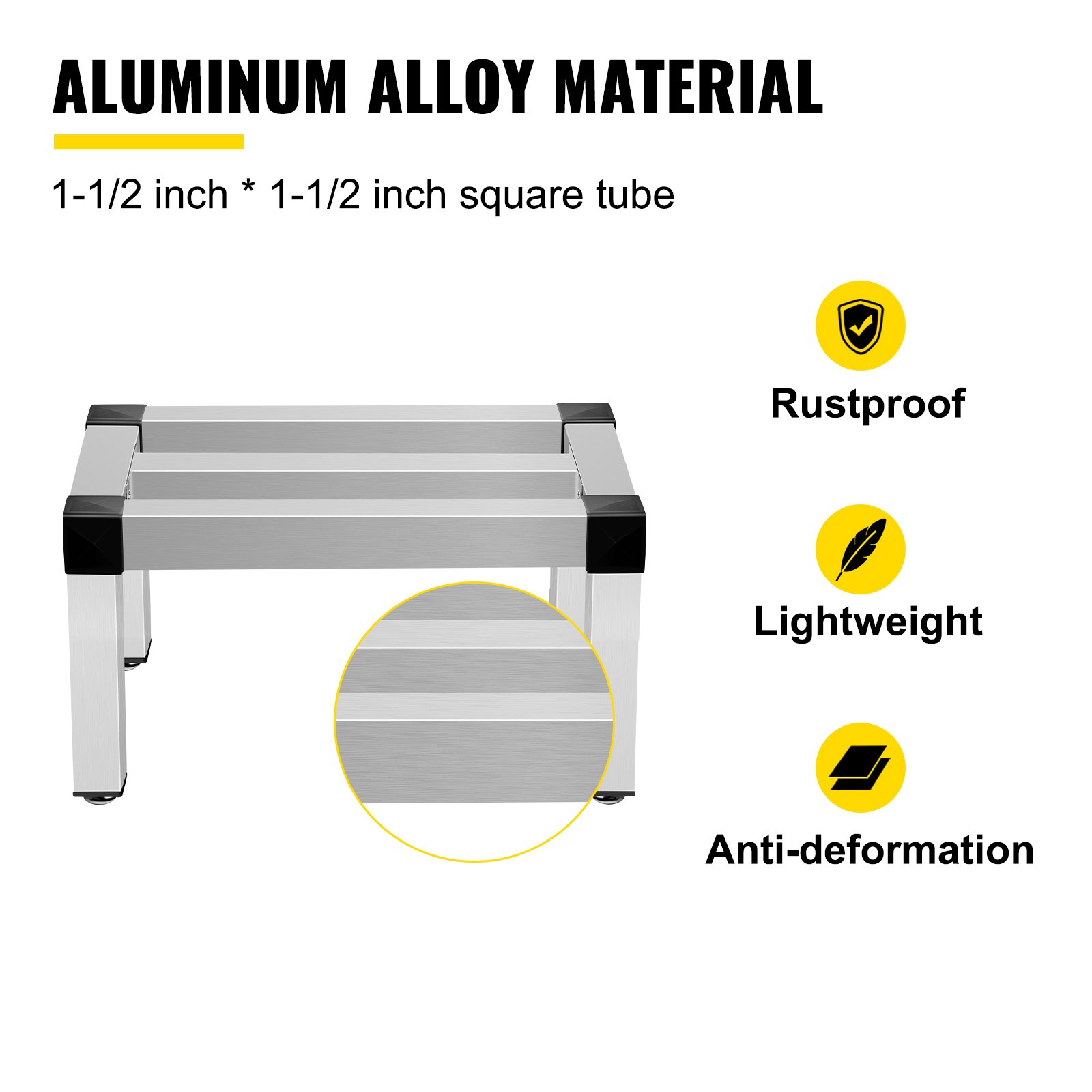 Estante de almacenamiento de aluminio VEVOR, estante de alimentos de piso comercial de 36 x 20 pulgadas, 8 pulgadas fuera del piso, estante de almacenamiento de aluminio de capacidad de 1400 libras, almacenamiento de servicio de alimentos comercial en restaurante, cocinas, tiendas