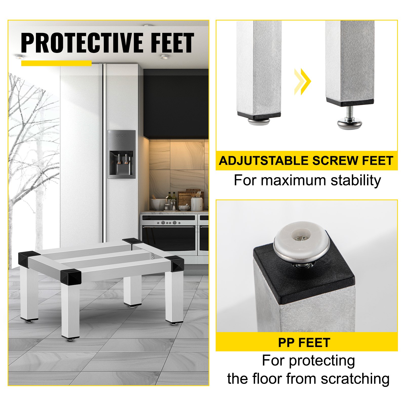 Estante de almacenamiento de aluminio VEVOR, estante de alimentos de piso comercial de 36 x 20 pulgadas, 8 pulgadas fuera del piso, estante de almacenamiento de aluminio de capacidad de 1400 libras, almacenamiento de servicio de alimentos comercial en restaurante, cocinas, tiendas