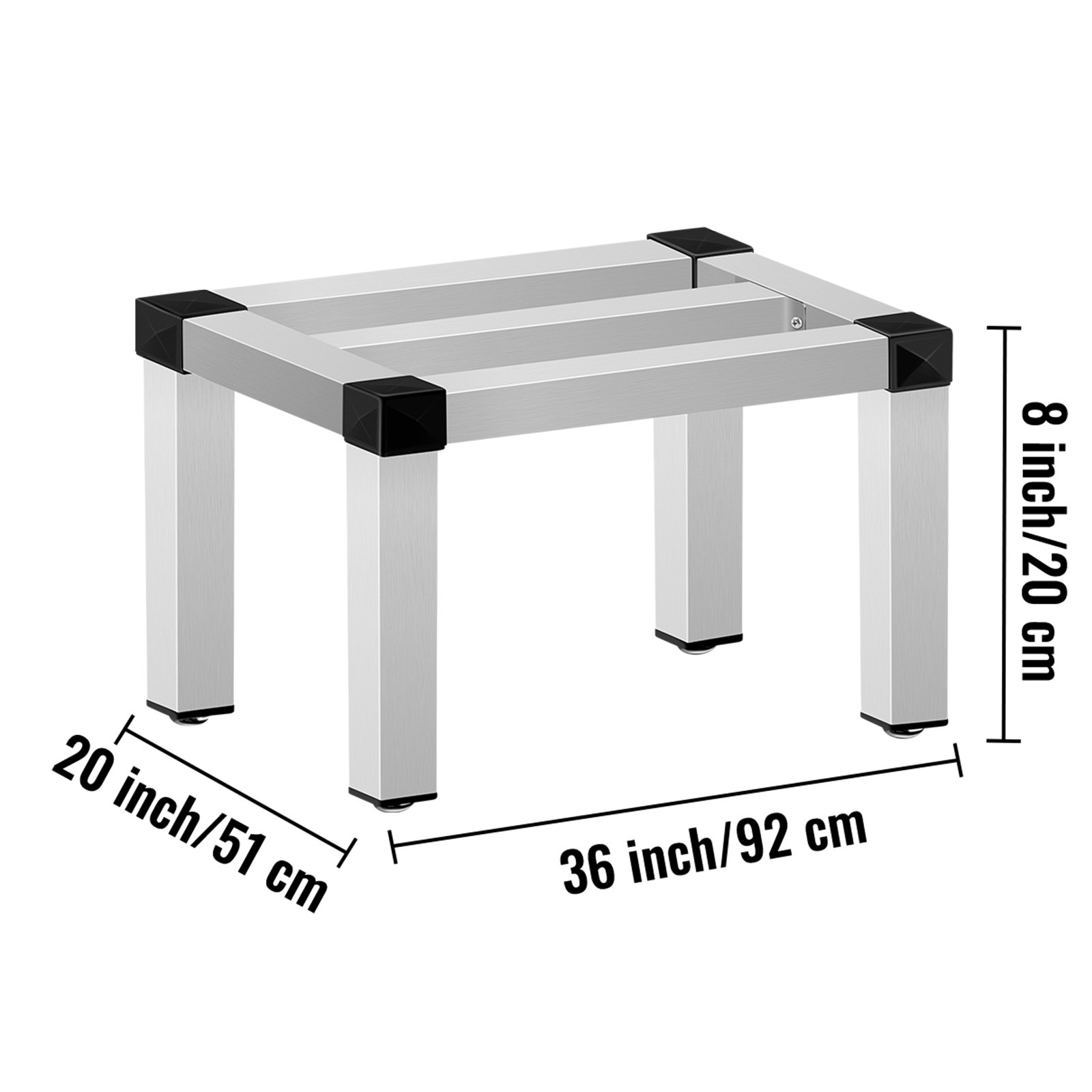 Estante de almacenamiento de aluminio VEVOR, estante de alimentos de piso comercial de 36 x 20 pulgadas, 8 pulgadas fuera del piso, estante de almacenamiento de aluminio de capacidad de 1400 libras, almacenamiento de servicio de alimentos comercial en restaurante, cocinas, tiendas