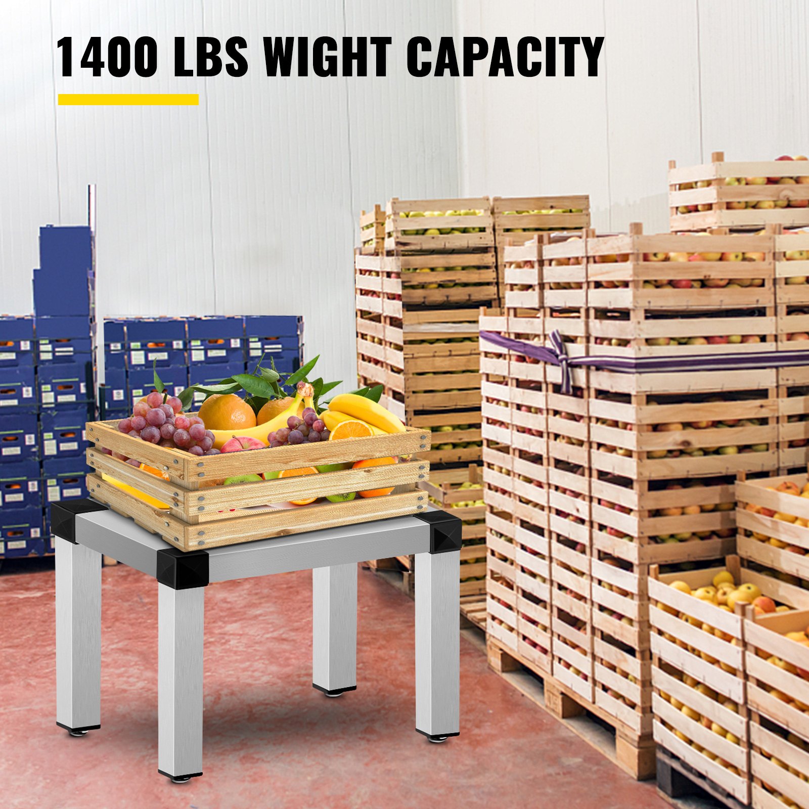 Estante de almacenamiento de aluminio VEVOR, estante de alimentos de piso comercial de 36 x 20 pulgadas, 8 pulgadas fuera del piso, estante de almacenamiento de aluminio de capacidad de 1400 libras, almacenamiento de servicio de alimentos comercial en restaurante, cocinas, tiendas