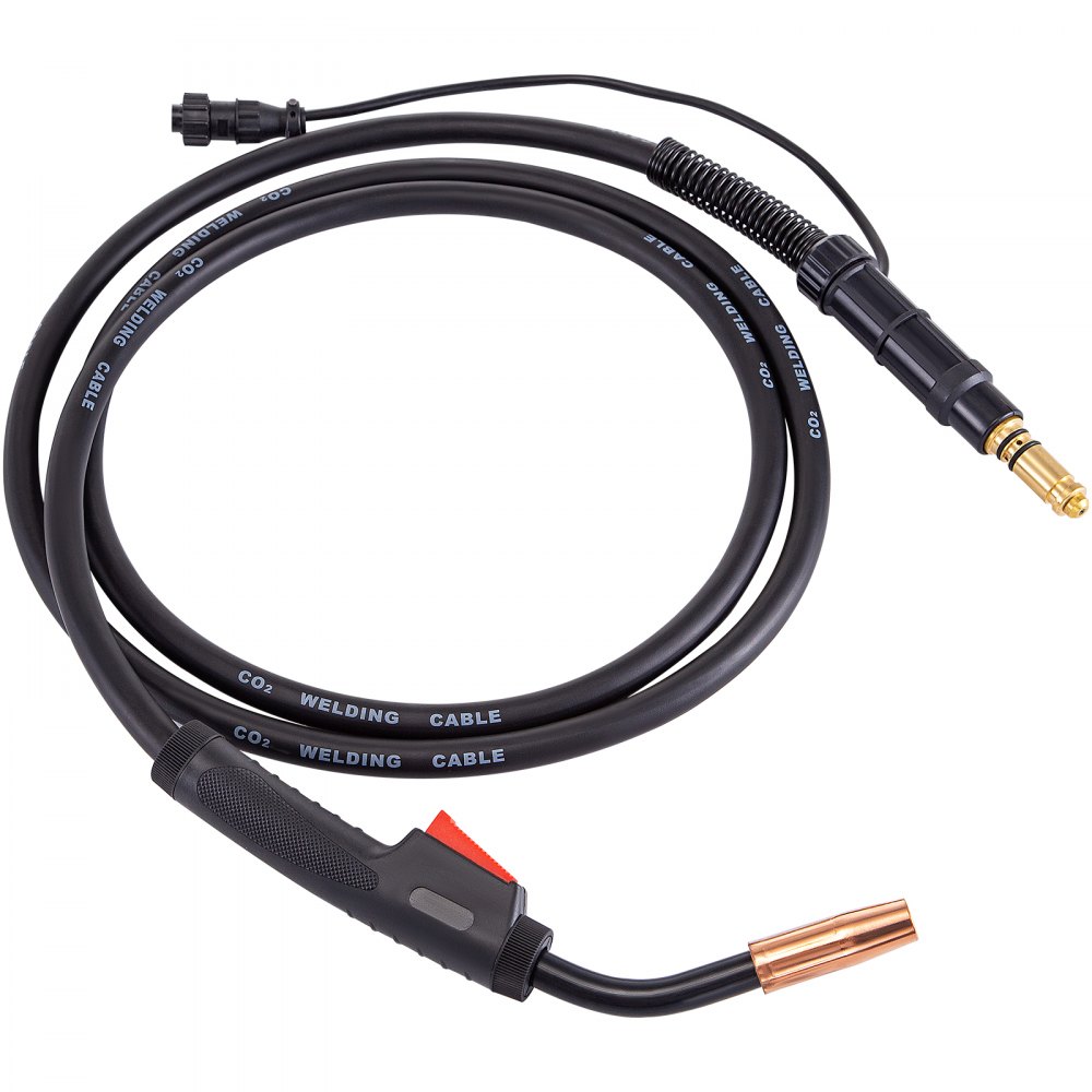 Pistola de soldadura mig VEVOR con cable de soldadura de co2 negro y boquilla de cobre.