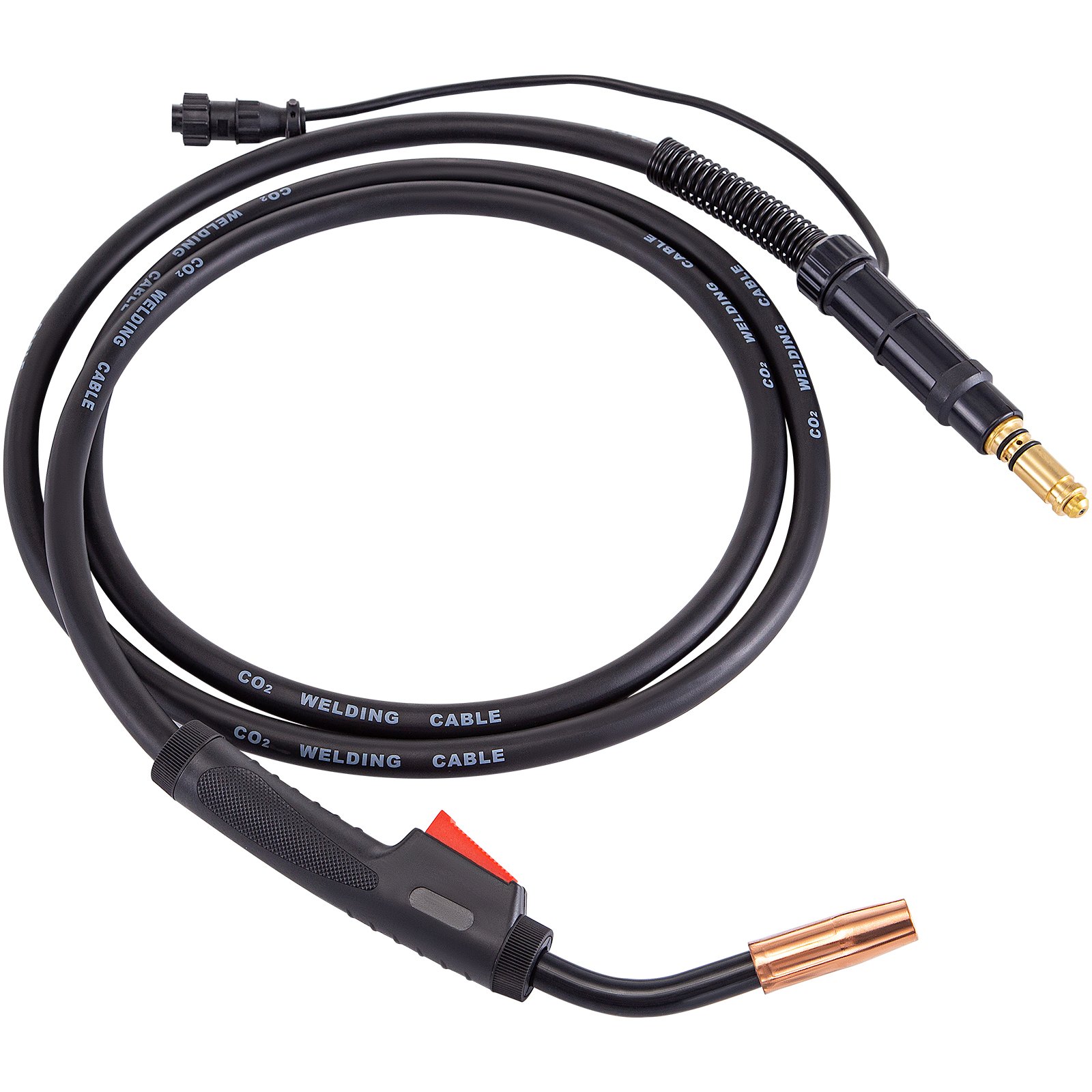 Pistola de soldadura mig VEVOR con cable de soldadura de co2 negro y boquilla de cobre.