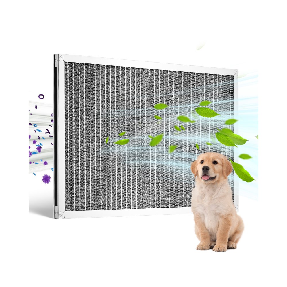Filtro de aire electrostático VEVOR, 40,6 x 63,5 x 2,5 cm, lavable y reutilizable, de aluminio, para hornos de aire acondicionado y climatización (AC/HVAC), MERV 8 de larga duración, para uso en el hogar o la oficina (tamaño real: 39,5 x 63,5 x 2,1 cm)