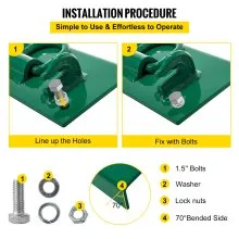 VEVOR Tractor Bolt on Hooks, 1/4" Compact Bolt on Grab Hooks, Max 4700LBS G70 Forged Bolt on Hooks for Tractor Bucket with 1/2" Grilletes, Work Well for Tractor Bucket, RV, UTV, Truck Hardware Incluido