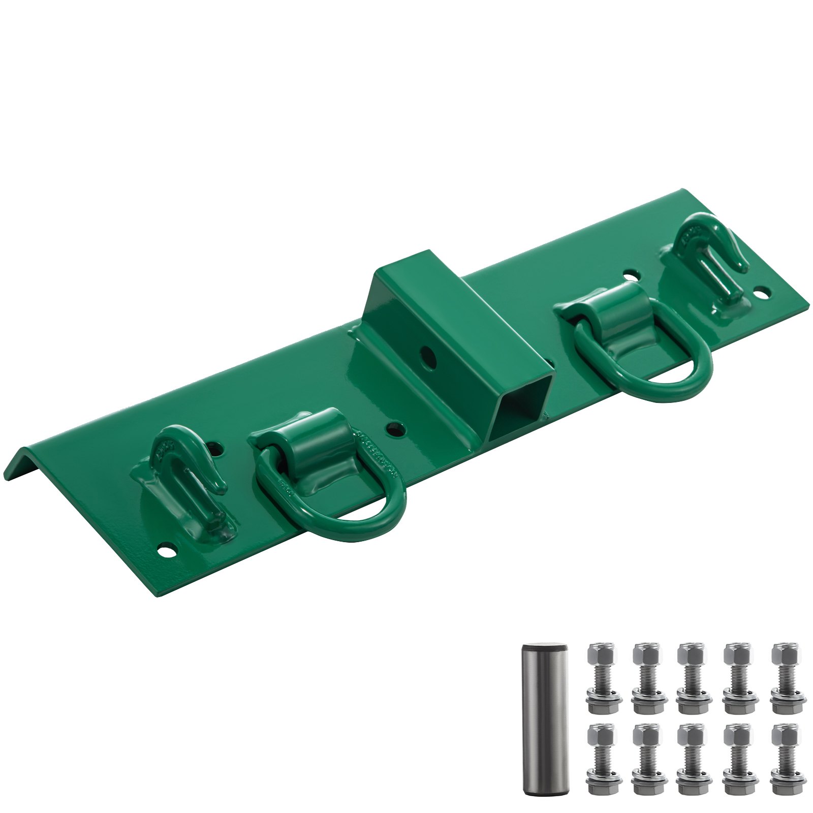 Ganchos para tractor VEVOR verdes con hardware de montaje incluido.