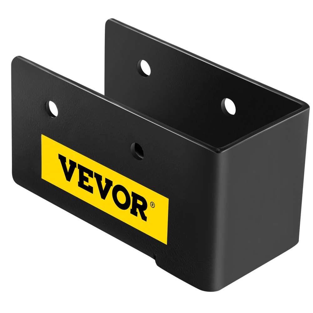 Percha oculta para vigas VEVOR de color negro con múltiples orificios de montaje y logotipo amarillo.