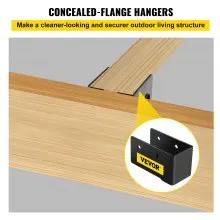 VEVOR Colgador de vigueta oculto, brida oculta de acento para exteriores de 2"x4", paquete de 24 soportes de vigueta ocultos, placa de acero Q235 Colgador de vigueta de montaje frontal oculto con recubrimiento de polvo para columpio de viga de 2"x4", 3.7