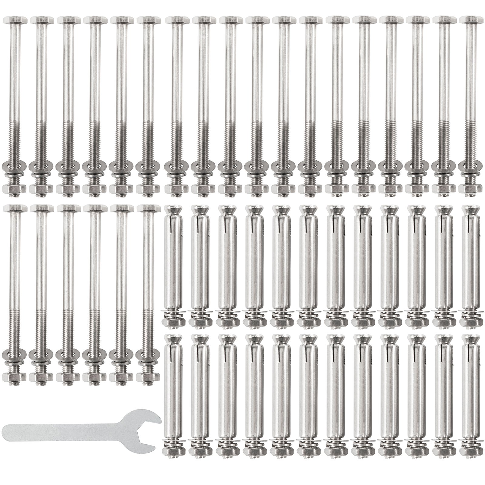 VEVOR Standoff Post Base 4 x 4"(Tamaño interior: 3.74 x 3.15") 12 PCS Base de poste ajustable de acero inoxidable Anclaje de poste ajustable con superficie de dibujo de fibra y juego completo de accesorios para madera de tamaño áspero