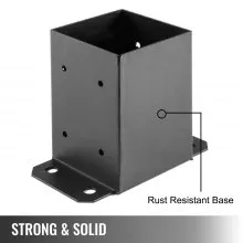 VEVOR 4 x 4 Post Base 5 PC, Deck Post Base Base Tamaño interior 3.5 x 3.5 pulgadas, Post Bracket 2.5 lbs, Fence Post Anchor Black Powder-Coated Deck Post Base con acero para soportes de cubierta Porche Railing Post Holders