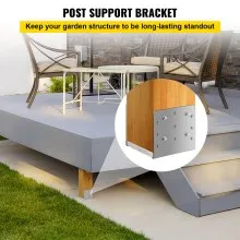 VEVOR Standoff Post Base 8x8 pulgadas Base de poste ajustable Post Mender Ofrece protección contra la humedad Anclaje de poste ajustable con superficie de dibujo de fibra y juego completo de accesorios para madera de tamaño áspero (1 pieza)
