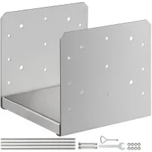 VEVOR Standoff Post Base 8x8 pulgadas Base de poste ajustable Post Mender Ofrece protección contra la humedad Anclaje de poste ajustable con superficie de dibujo de fibra y juego completo de accesorios para madera de tamaño áspero (1 pieza)