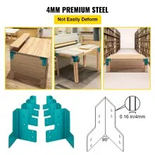 VEVOR Soportes de esquina para banco de trabajo, kit de soporte de mesa de tienda de acero de 5 mm de grosor, 8 piezas, kit de soporte de banco de trabajo, soportes de esquina de mesa de tienda en ángulo recto con kit de hardware, cierre de junta para borde de escritorio, bricolaje familiar