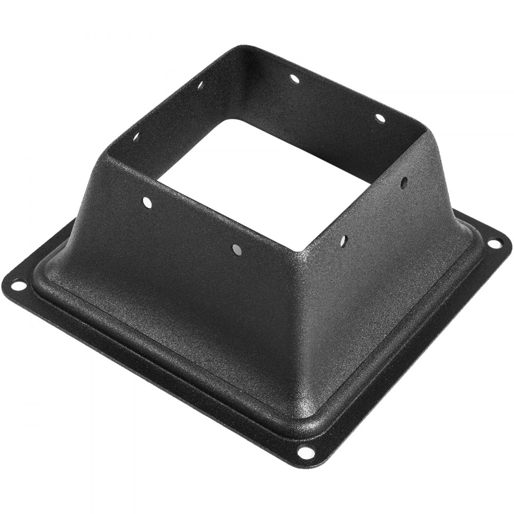 Base de poste de cubierta VEVOR en color negro, con un diseño cuadrado resistente con orificios de montaje.