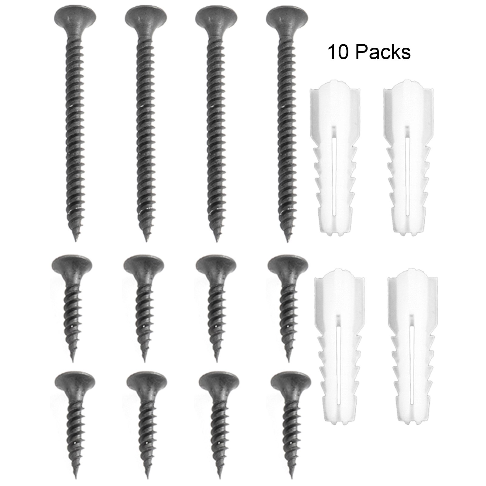 Juego de tornillos y tacos de pared, 10 paquetes para la instalación de la base del poste de cubierta VEVOR.