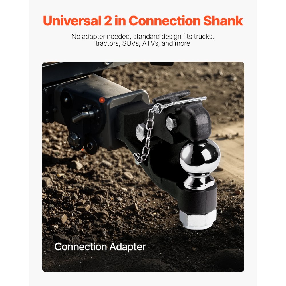 Gancho de pivote VEVOR, 20000 lbs, enganche de pivote para receptor militar de 2 pulgadas, bola de enganche combinada de 2-5/16 pulgadas, compatible con anilla de luneta de 2,5 a 3 pulgadas, longitud de 15,6 pulgadas, recubrimiento en polvo negro