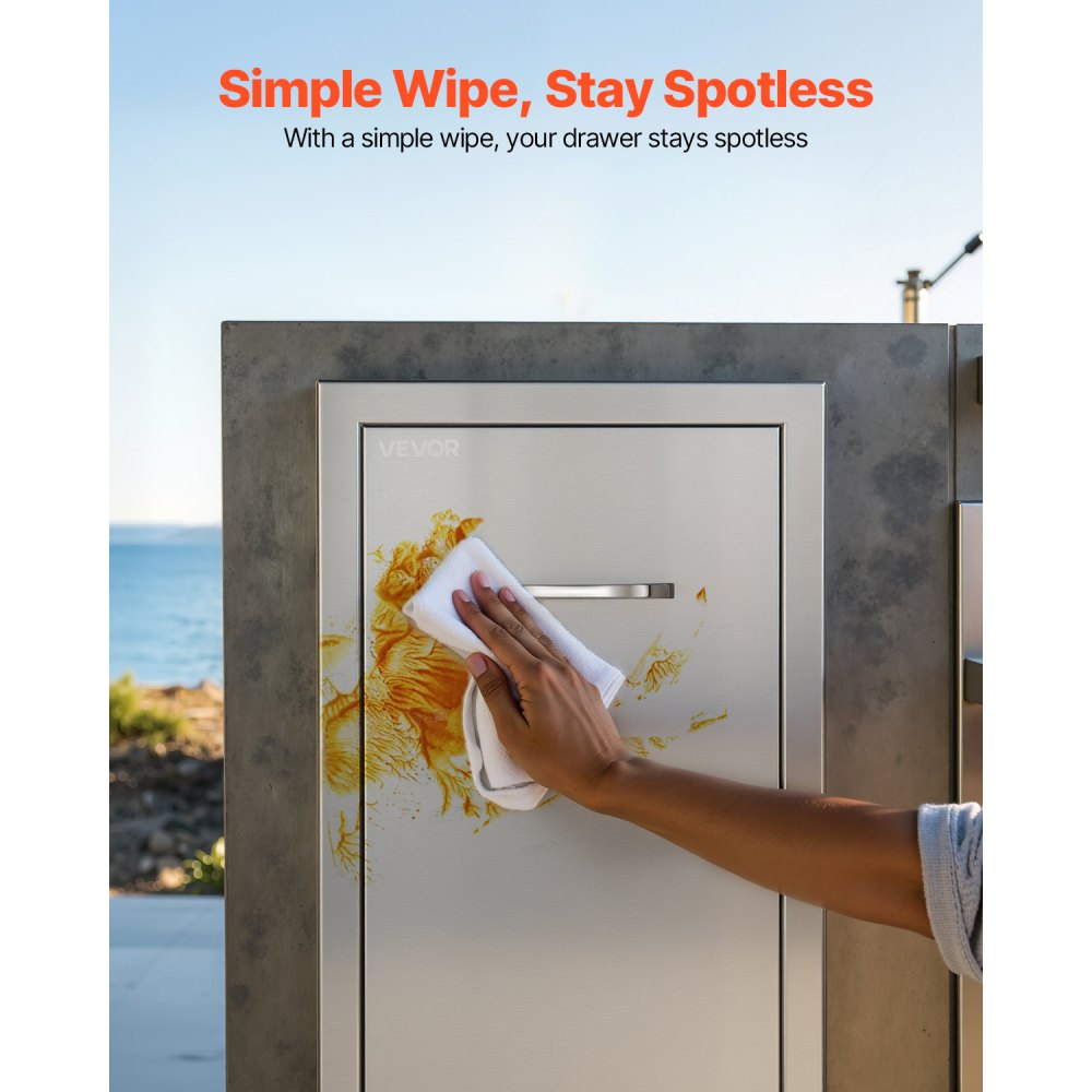 Cajón de basura para cocina exterior VEVOR, 34 cm de ancho x 50 cm de profundidad x 65 cm de alto, multiusos, de acero inoxidable, capacidad máxima de 25 kg por nivel, ideal para cocinas con isla de barbacoa al aire libre.