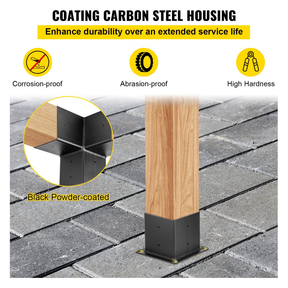 VEVOR Soportes de Acero para Pérgola, 8 Piezas de Soportes para Pérgola, con Revestimiento en Polvo, Soporte de Extensión de Acero al Carbono para Pérgola con Esquina 90° de 3 Vías, 150 x 150 x 150 mm