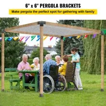 VEVOR Pergola Kit Soportes de acero, poste de soportes de pérgola de 6" x 6", 8 piezas de soportes de pérgola, hombro de soporte de pérgola con recubrimiento en polvo, soporte de pérgola de extensión de acero al carbono con esquina de 90° de 3 vías
