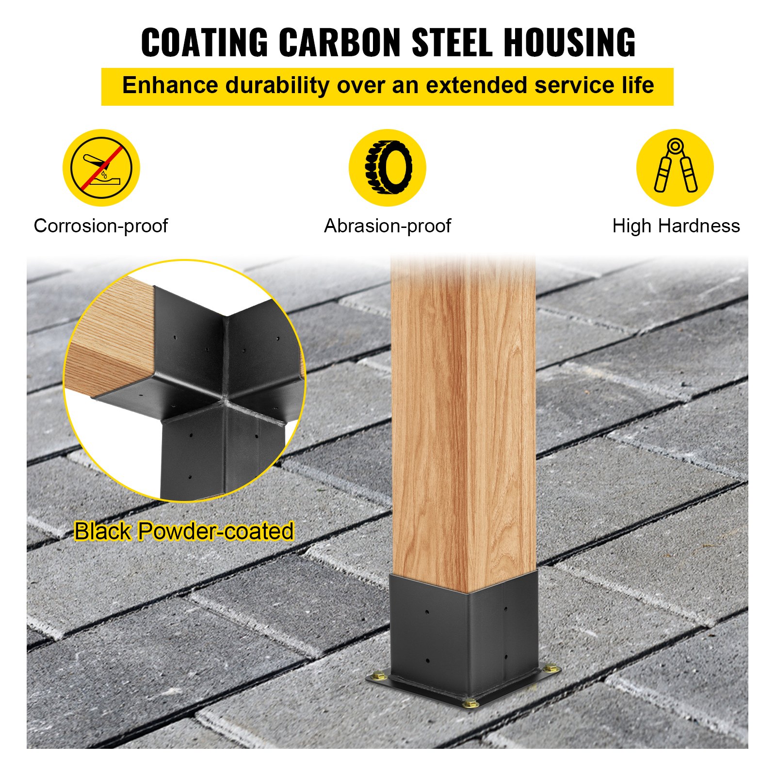 VEVOR Soportes de Acero para Pérgola, 8 Piezas de Soportes para Pérgola, con Revestimiento en Polvo, Soporte de Extensión de Acero al Carbono para Pérgola con Esquina 90° de 3 Vías, 150 x 150 x 150 mm