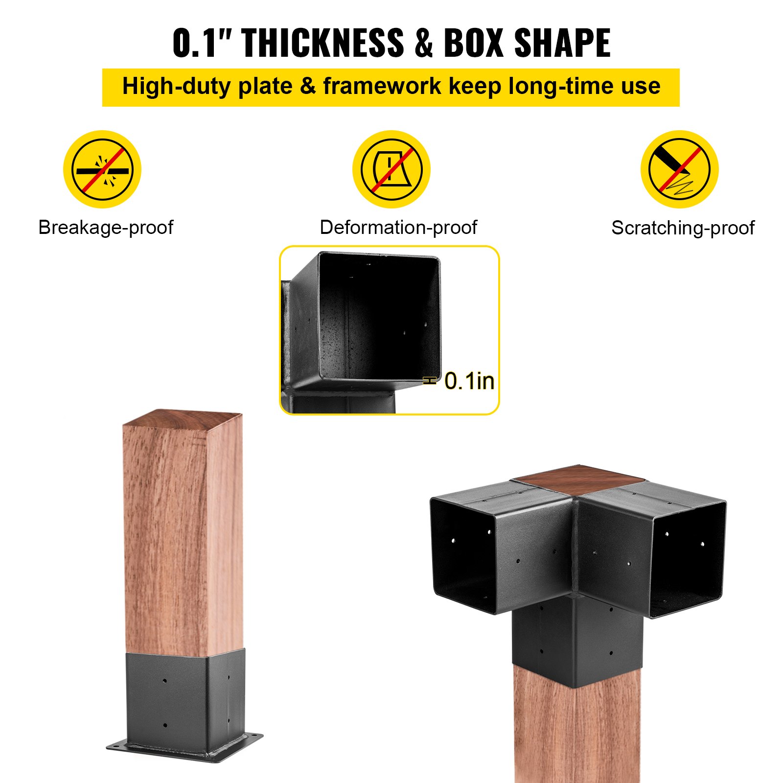 VEVOR Soportes de Acero para Pérgola, 8 Piezas de Soportes para Pérgola, con Revestimiento en Polvo, Soporte de Extensión de Acero al Carbono para Pérgola con Esquina 90° de 3 Vías, 150 x 150 x 150 mm