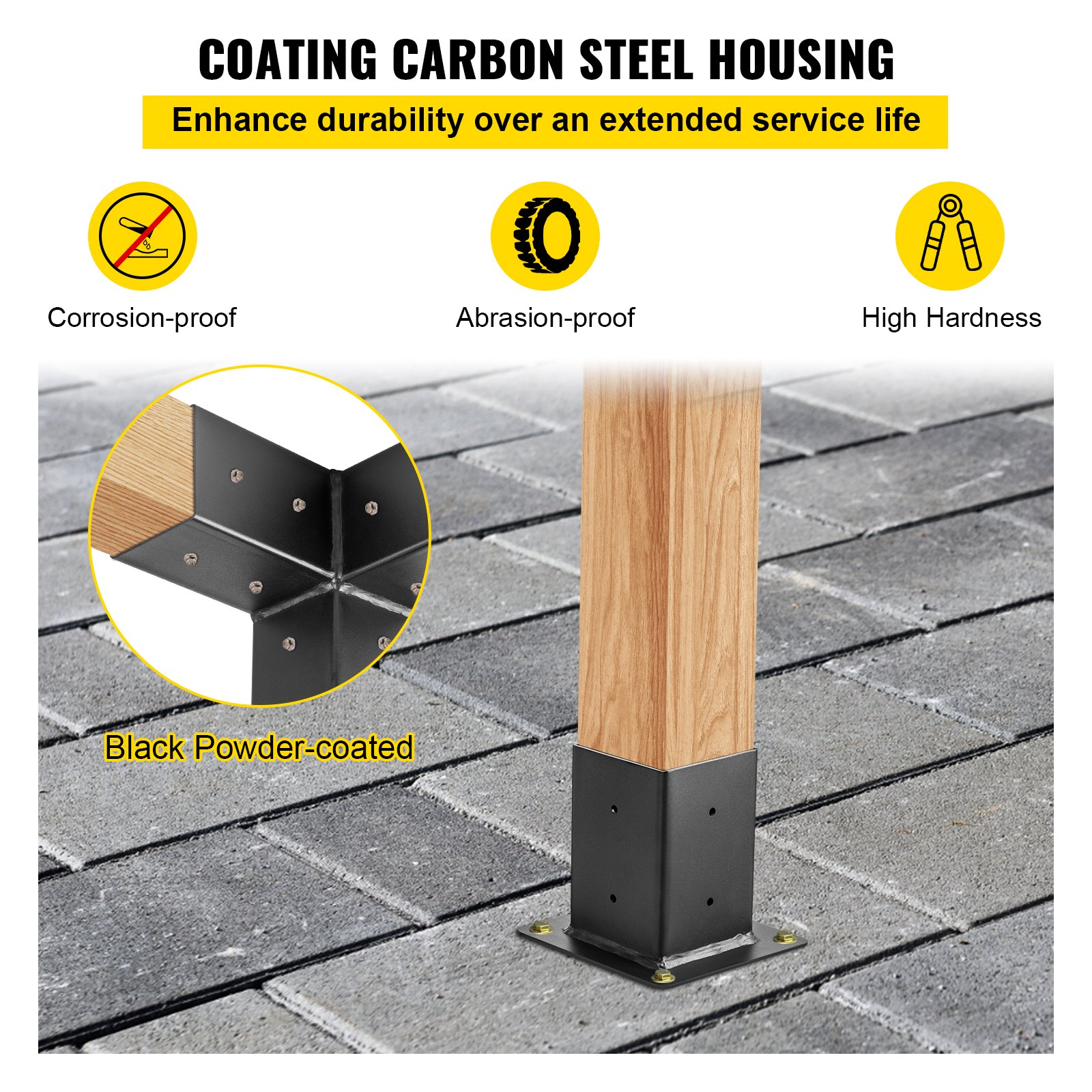 Kit de pérgola de carpintería VEVOR con carcasa de acero al carbono con recubrimiento de polvo negro.