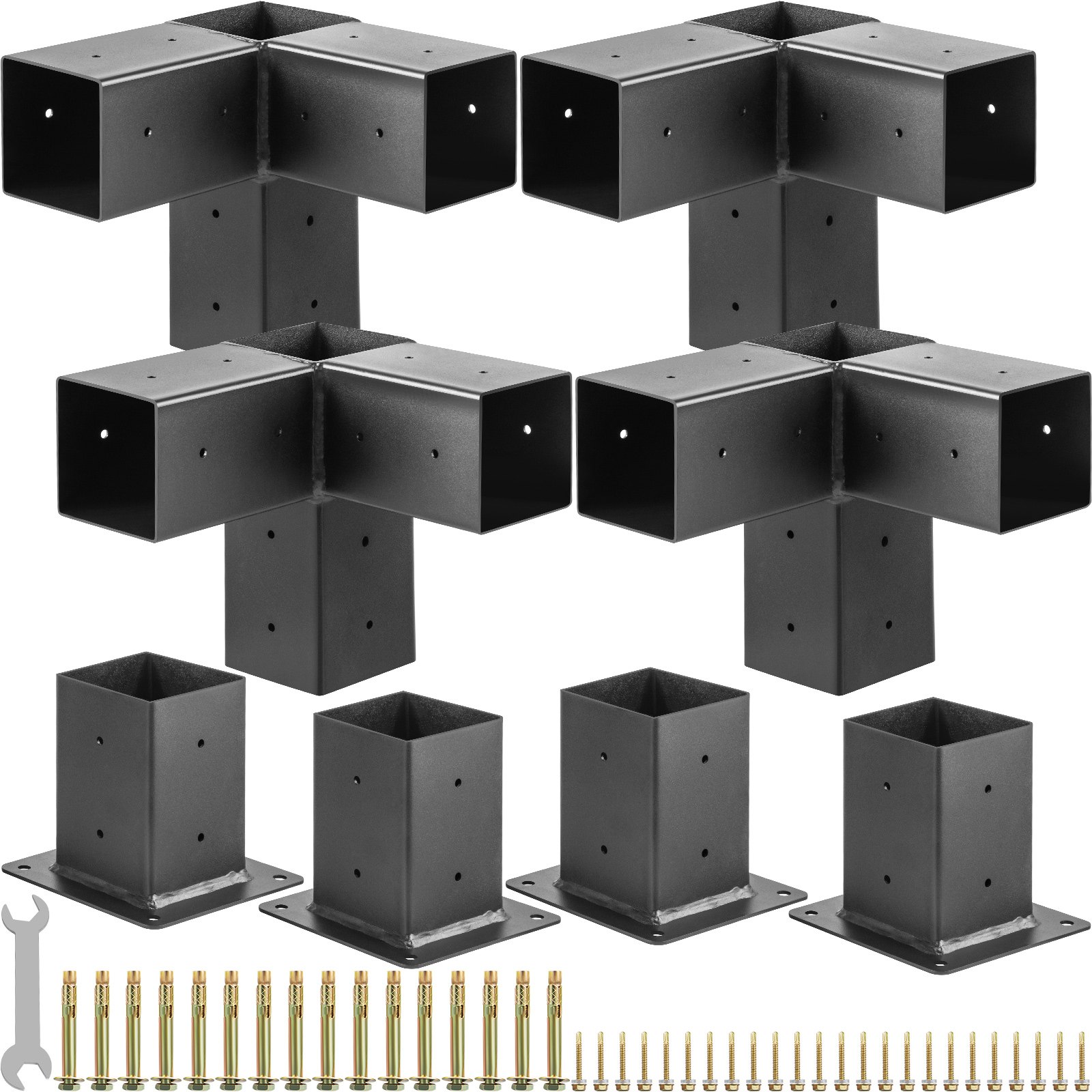 Kit de pérgola de carpintería VEVOR con soportes de metal, pernos y juego de llaves.