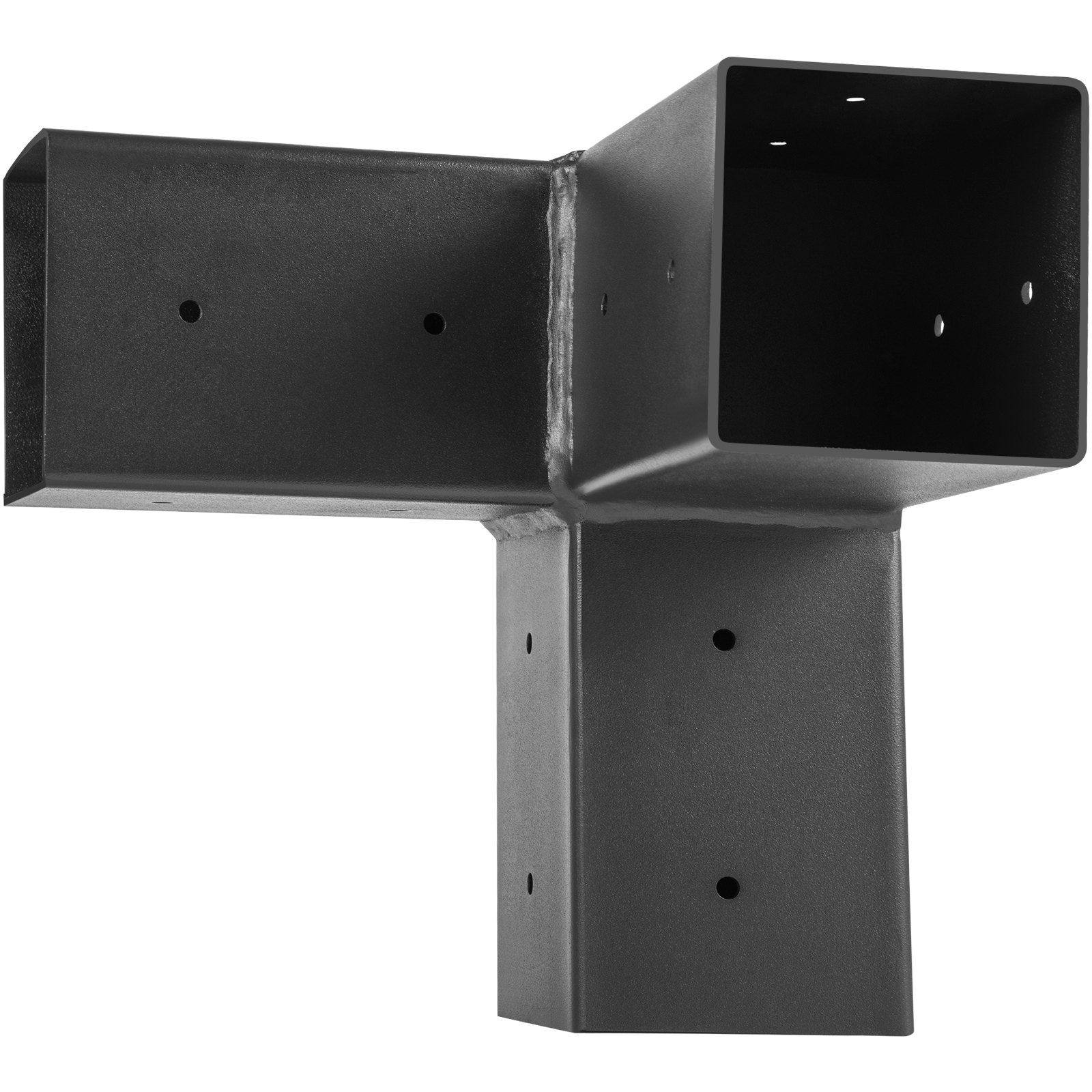 Soporte de esquina de acero negro del kit de pérgola de carpintería VEVOR con orificios de montaje.